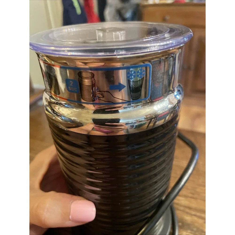 Nespresso Aeroccino Electric Milk Frother & Warmer, Black Stainless Steel